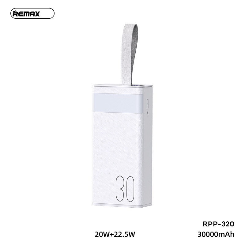 Pin dự phòng sạc nhanh Remax RPP-320 dung lượng 30000mAh có đèn pin - hỗ trợ QC 22.5 và PD 20W
