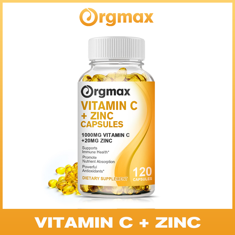 Orgmax Vitamin C 1000mg with Zinc 20mg Capsules for Supports Cellular