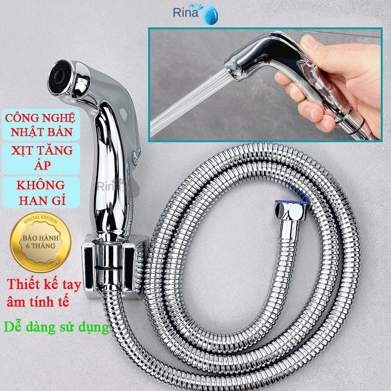 Bộ Vòi Xịt Vệ Sinh Xi Inox VX06 Vòi Xịt Vệ Sinh Cao Cấp Nước Mạnh Bền Rina