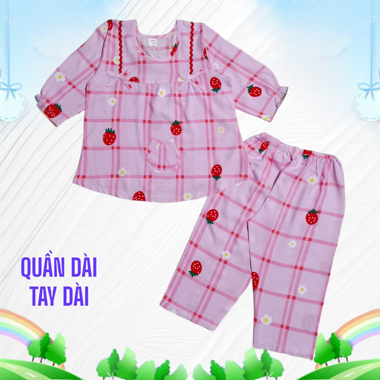 Đồ Bộ Tole/Lanh 2 da loại 1 Cho Bé Gái 4-25kg, Tay Dài Quần Dài Form Chuẩn