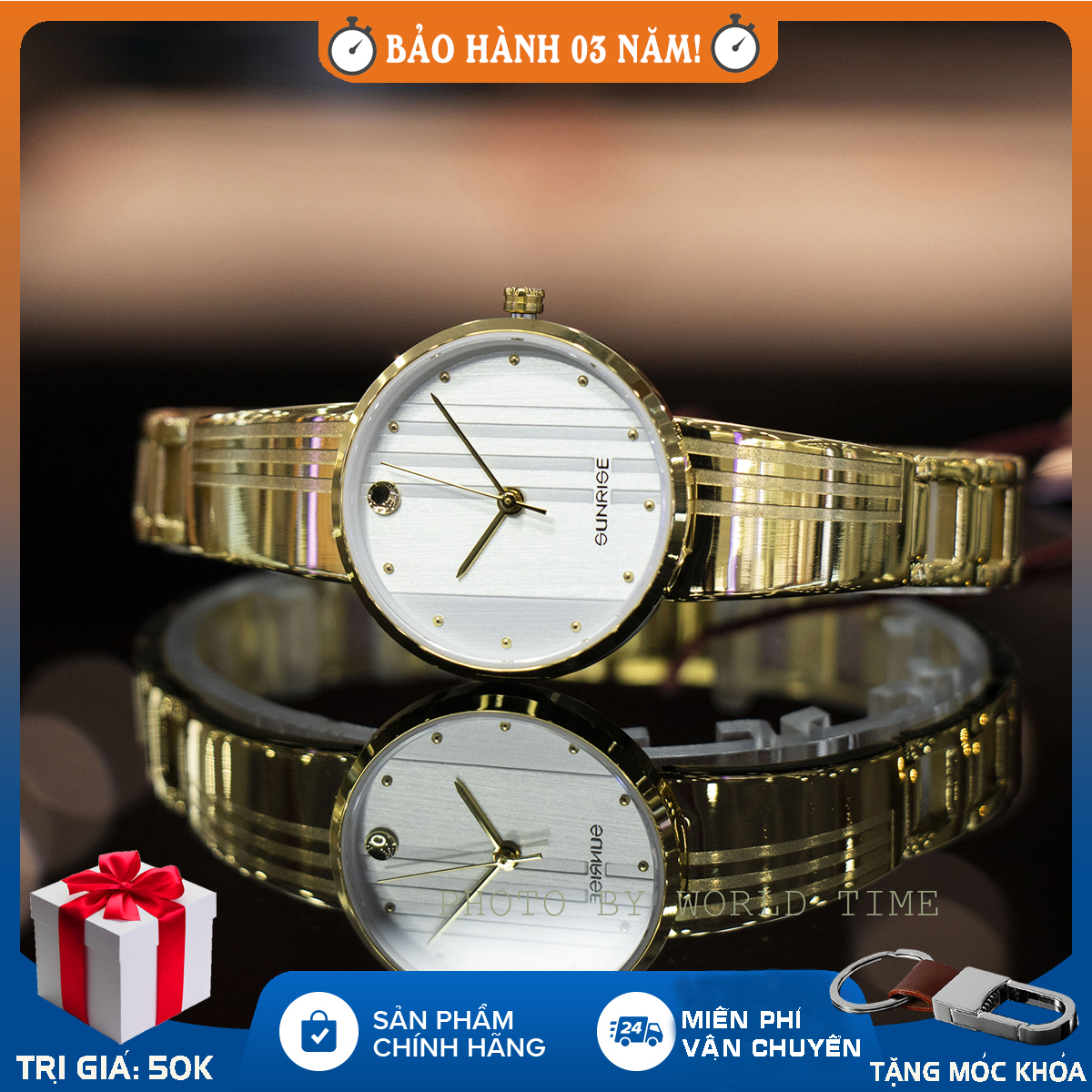 Đồng hồ nữ chính hãng sunrise 9925SA, full hộp, thẻ bảo hành 3 năm, kính Saphire chống xước