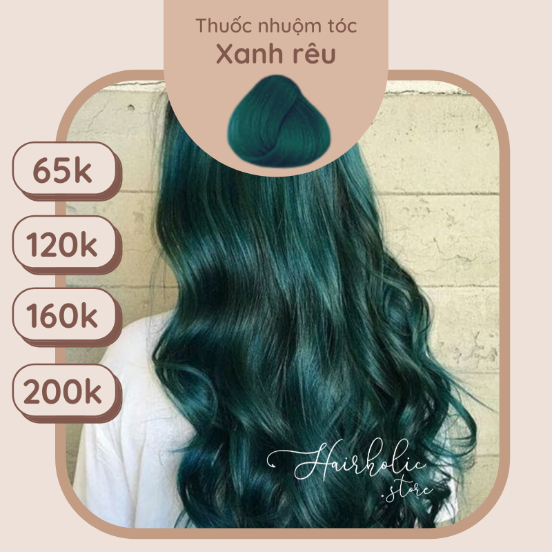 Màu nhuộm tóc màu Xanh rêu Hairholic khó phai + Tặng kèm ủ tóc Bio.