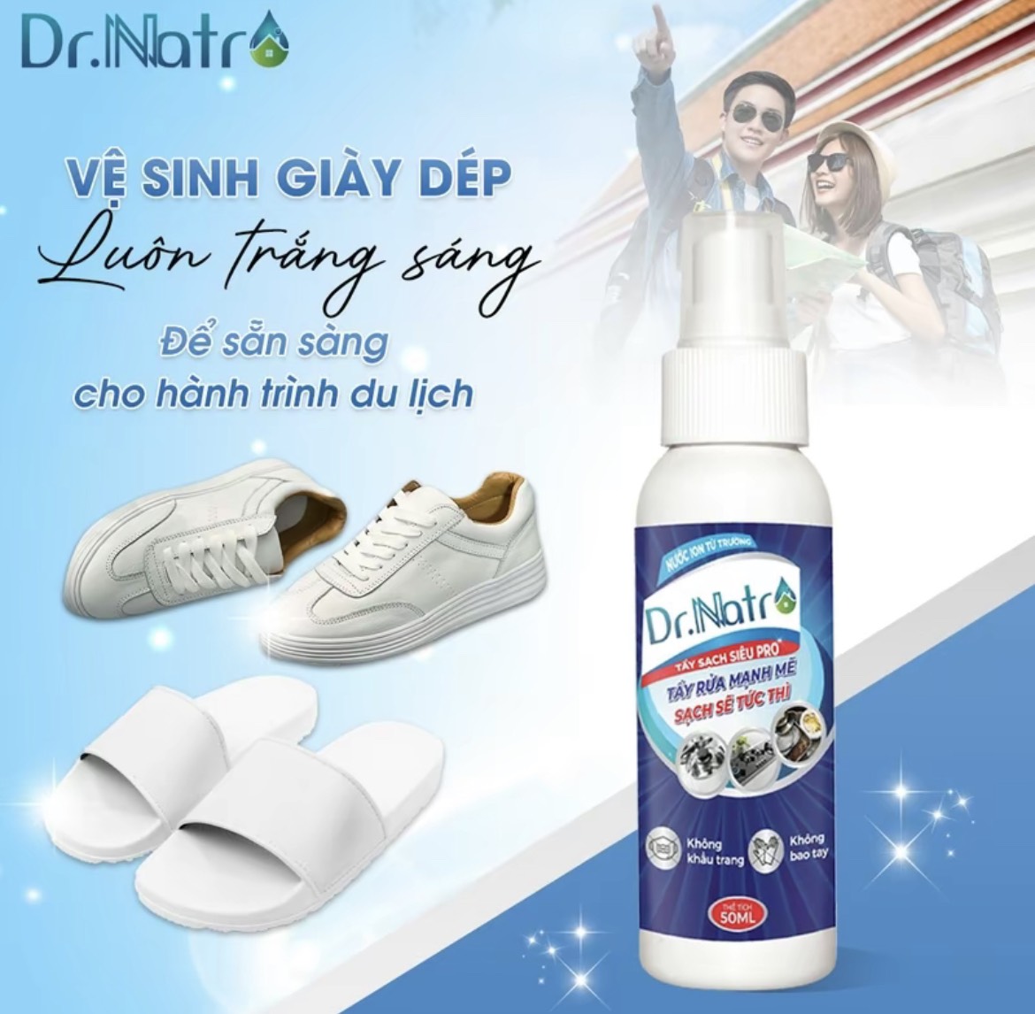 Nước tẩy đa năng Dr Natro 50ml siêu sạch, siêu nhanh, mọi vết bẩn công nghệ ION TỪ TRƯỜNG