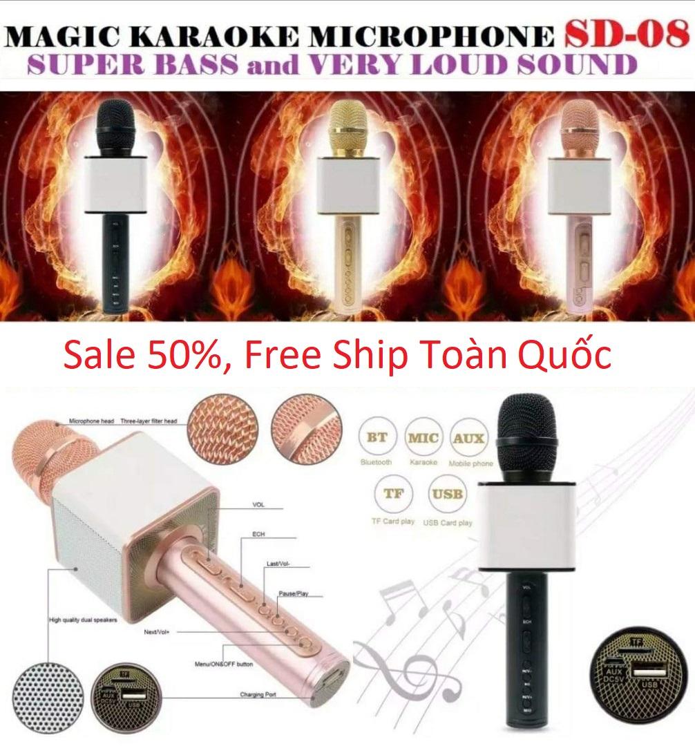[HCM]Mic karaoke SD08 mic bluetooth chất lượng cao  bắt giọng tốtÊM KHÔNG HÚ KHÔNG RÈ new 2020