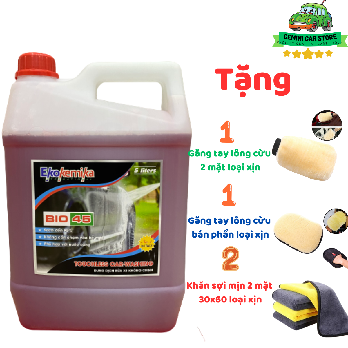 Nước rửa xe , bọt rửa xe không chạm cao cấp số 1 Ekokemika Bio 45 🎁