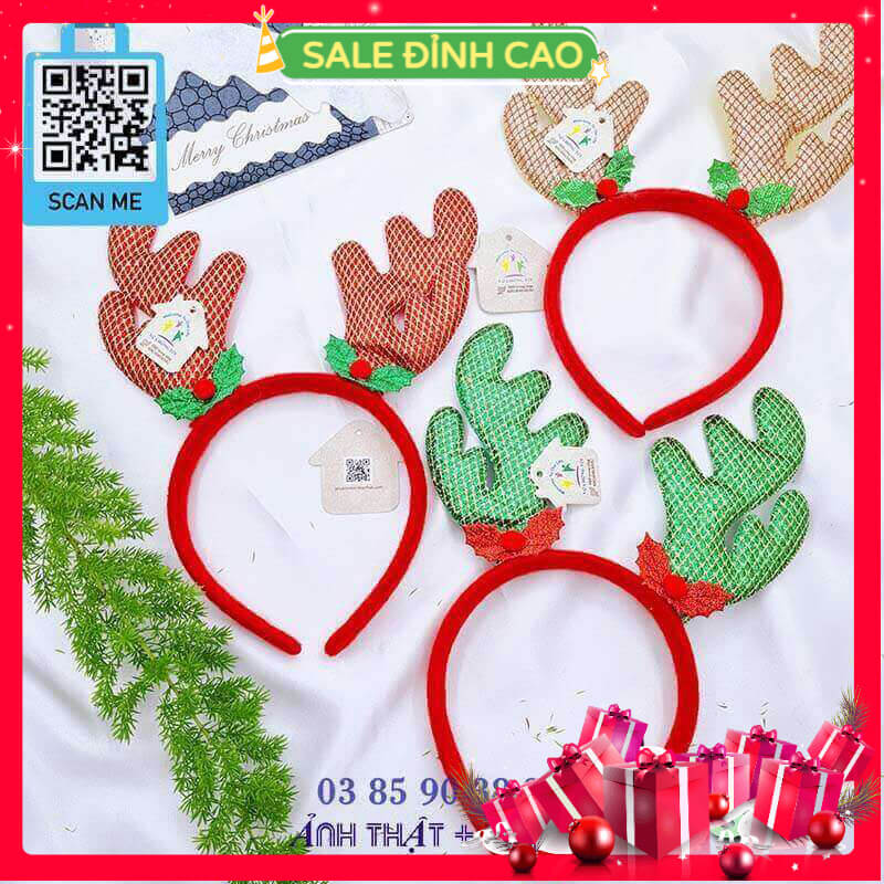 Cài tóc Noel nam nữ, băng đô Giáng Sinh trẻ em, phụ kiện tóc Merry Christmassừng sừng tuần lộc siêu xinh xắn - thương hiệu Vợ Chồng Tôi