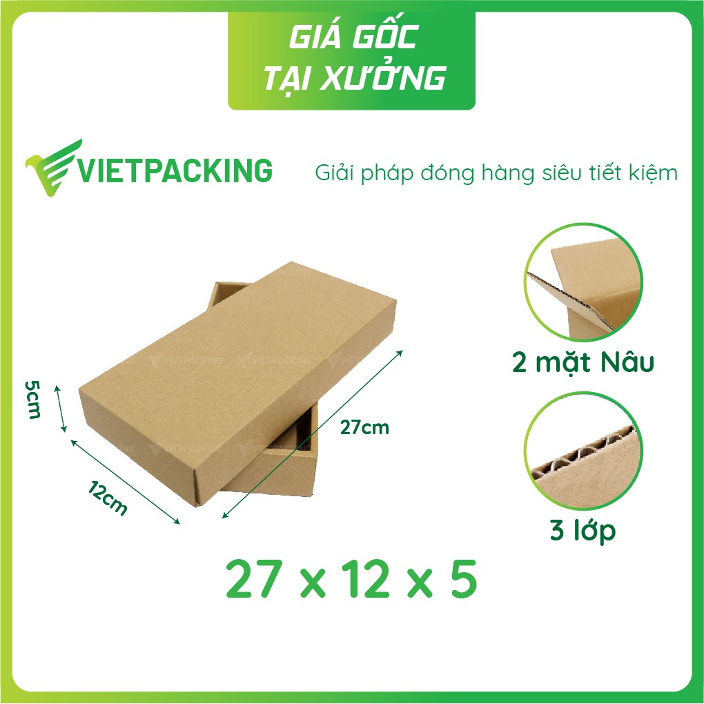 27x12x5 - 25 hộp carton âm dương nắp rời, mẫu đẹp v158