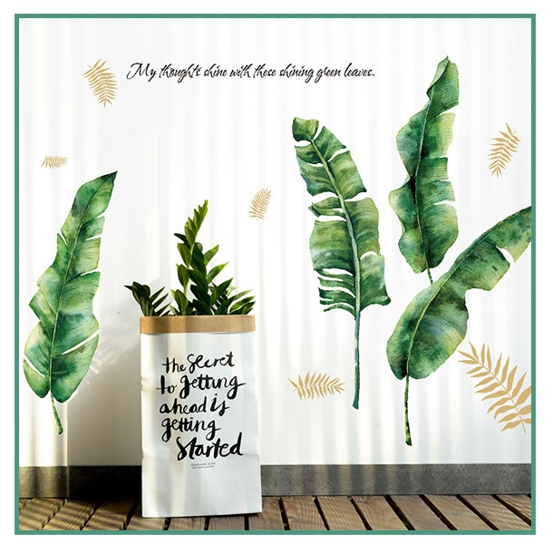[HCM]Decal dán tường Lá xanh trang trí phòng khách sáng tạo số 2 DCX059 Decal Amyshop