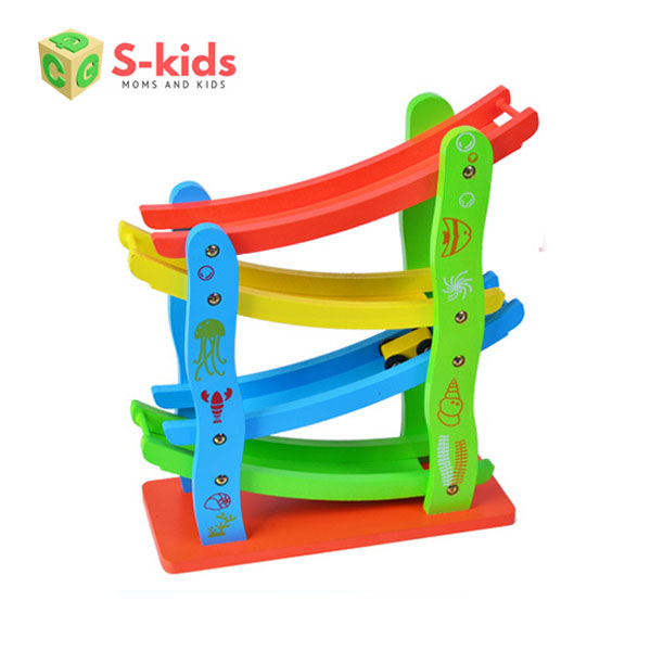 Đồ chơi gỗ S-kids, Trượt xe 4 tầng đầy màu sắc cho bé tăng cường vận động