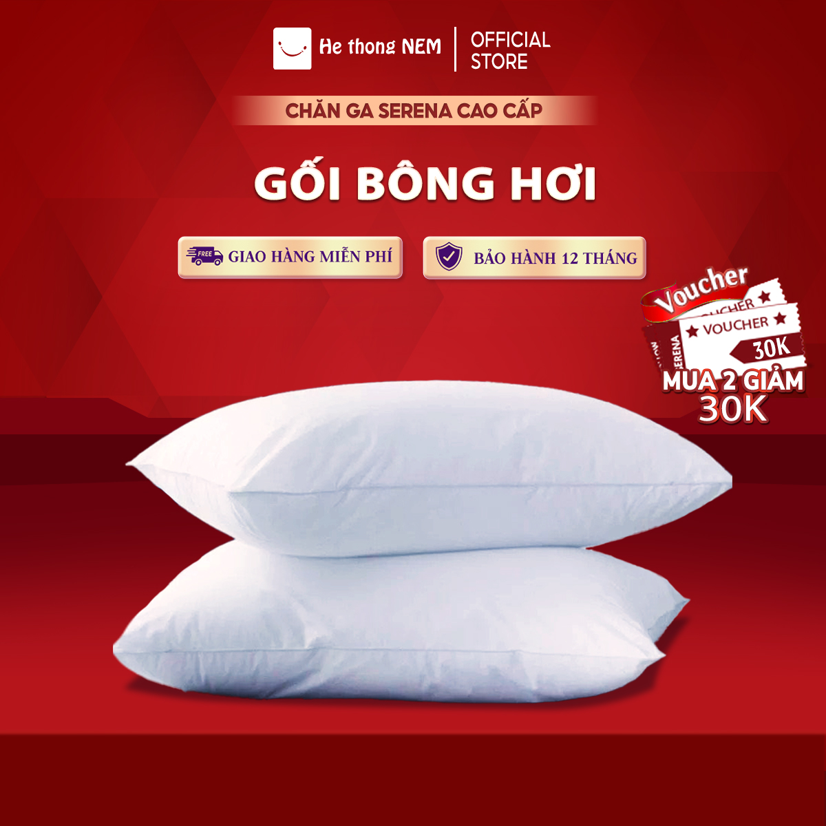 Gối ngủ cao cấp gối bông hơi SERENA cao cấp - cái ruột gối hơi nằm ngủ khách sạn 5 sao cao cấp