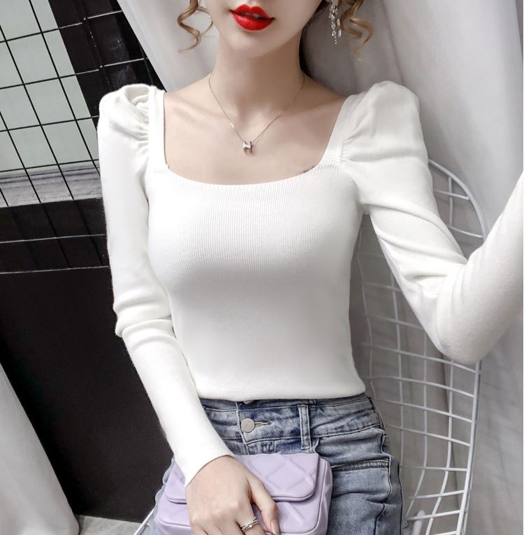 Áo dài tay nhún vai bèo co giãn