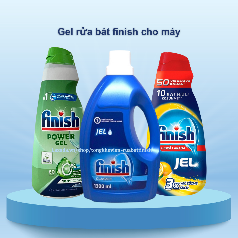 Gel rửa bát Finish All in 1 Max hữu cơ Eco 0% Classic 1300ml 1000ml 900ml  Muối bóng bột viên finish