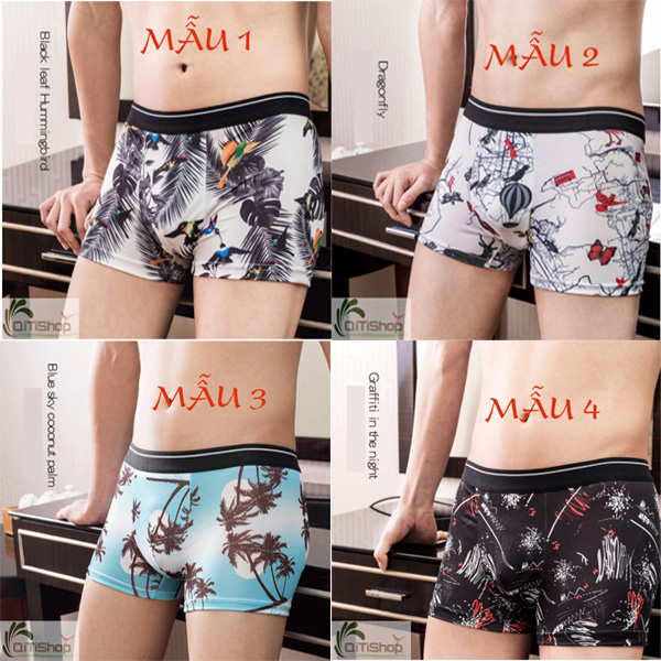 [HCM]Quần Lót Nam Lụa Đẹp - Boxer Nam Họa Tiết Cao Cấp - Mã KOE03