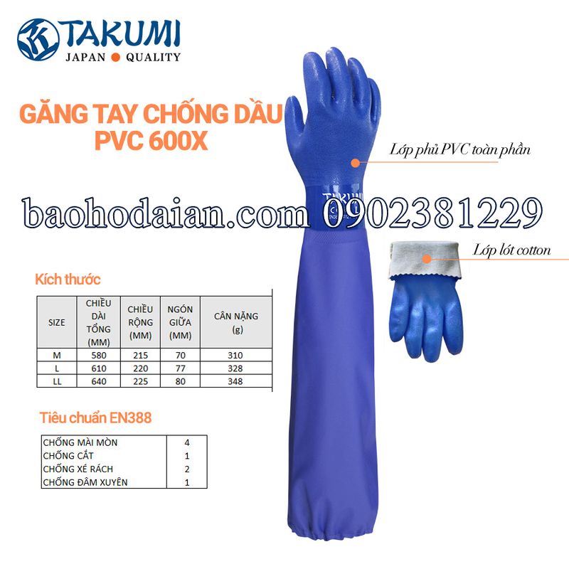 Găng tay chống dầu takumi loại dài hết cánh tay pvc-600x