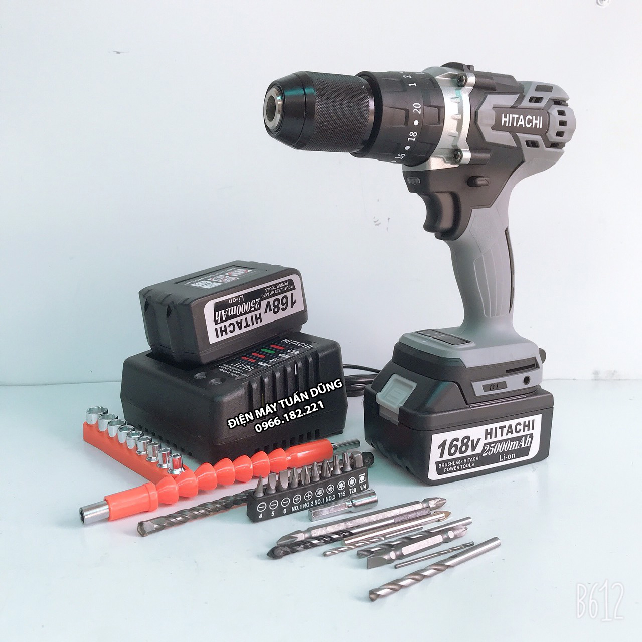 Máy khoan dùng pin Hitachi 168V KÈM 2 PIN 3 chức năng Động cơ không chổi than