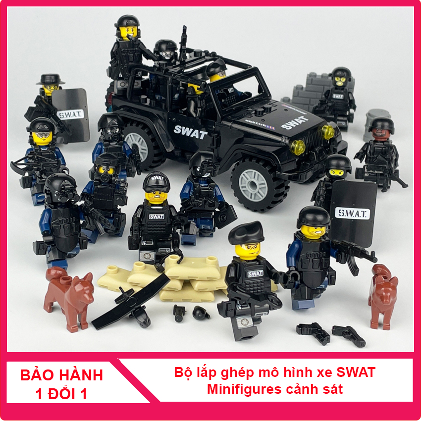 Đồ chơi lắp ghép mô hinh xe cảnh sát đặc nhiệm - Phụ kiện lính SWAT - Minifigures cảnh sát children store, đồ chơi lắp ráp cho bé trai, lego cảnh sát, le go, lê go cho bé trai