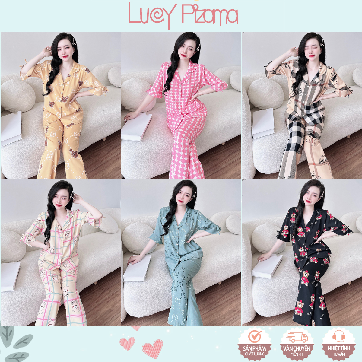 Đồ bộ lụa mango mềm mát tay lửng quần dài mặc nhà sang trọng