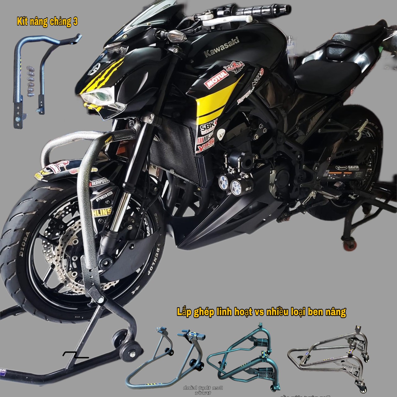Kit nâng chảng 3 bánh trươc