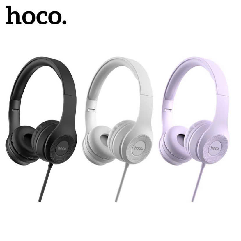 Tai nghe có dây chụp tai chân cắm 3.5 chính hãng Hoco tai nghe over ear có mic âm thanh to dùng học tập nghe nhạc chơi game