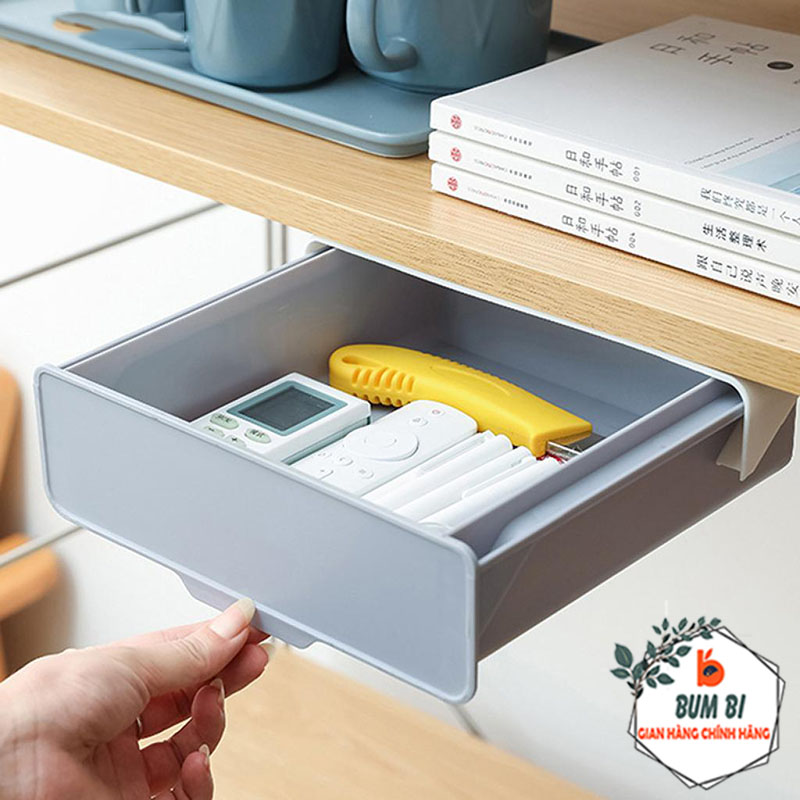Ngăn kéo dưới bàn nhựa cao cấp dùng sắp xếp đồ đạc gọn gàng kín đáo, Ngăn kéo mini dán dưới mặt bàn đựng đồ dùng đa năng - BUMSTORE
