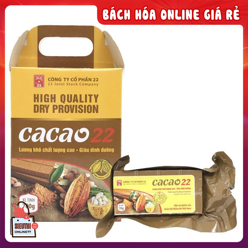 Lương khô quân đội vị cacao lẻ 1 cái, lương khô công ty CP 22