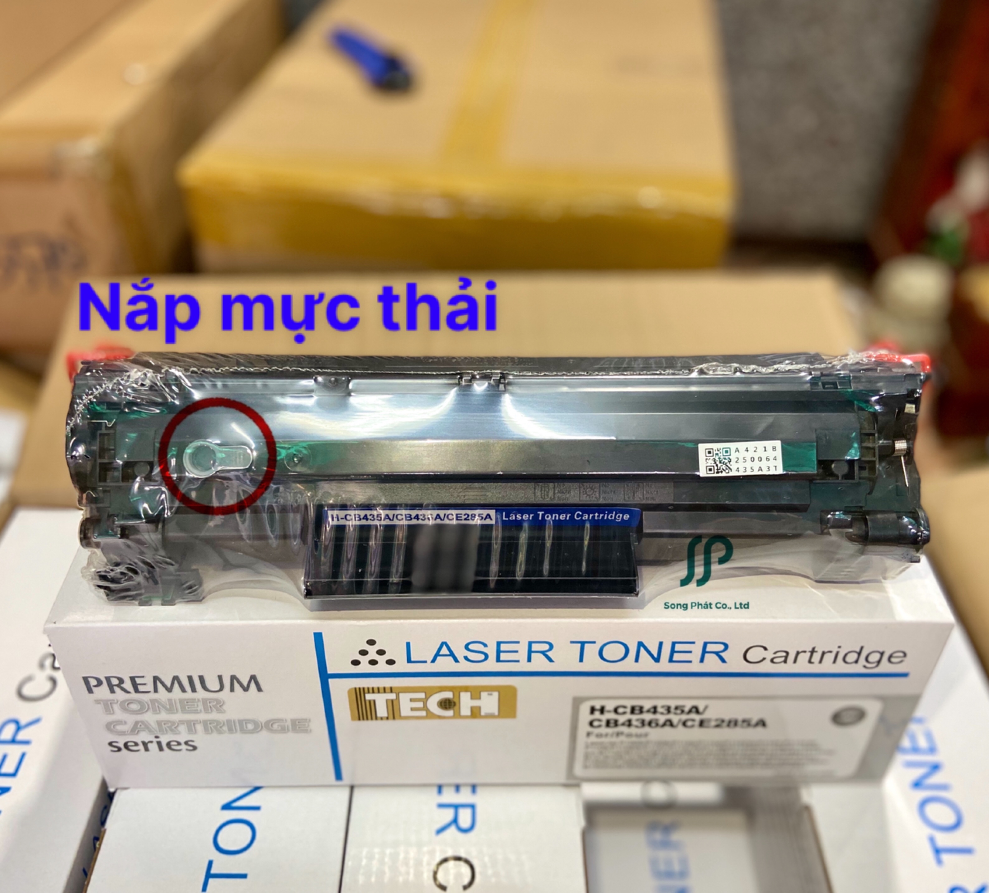 Hộp mực in 35A/85A (TQ) có lỗ đổ mực và lỗ đổ thải dùng cho máy in Canon 3050/3100/6000/6030/6030w