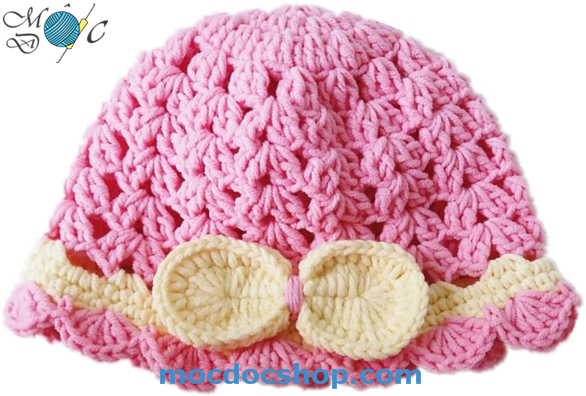Nón len cho bé gái - Mũ len handmade nơ cho bé gái sơ sinh đến 1 tuổi 0-12 tháng