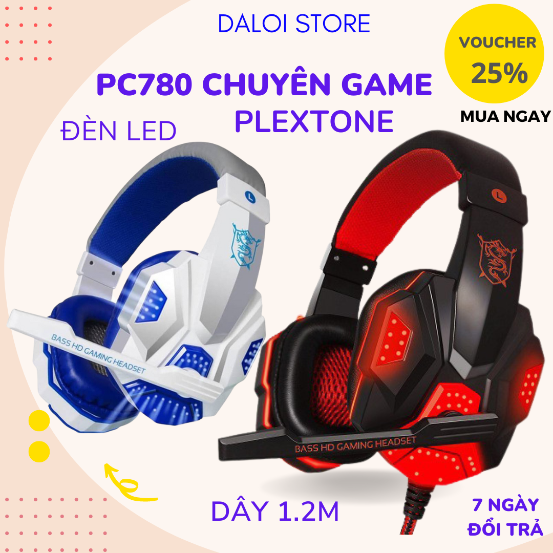 Tai nghe chụp tai gaming plextone đèn led cổng 3.5mm có mic cho pc chơi game cho máy tính pc780 daloi store