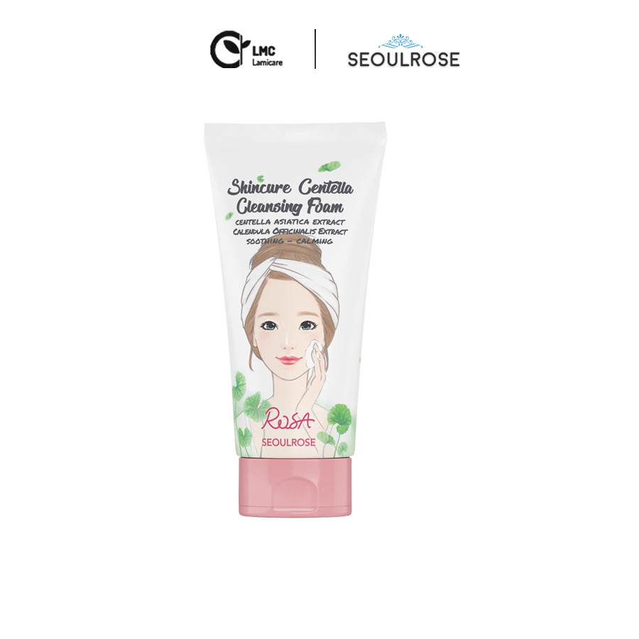 Sữa rửa mặt rau má giảm mụn chống viêm tẩy tế bào chết dưỡng ẩm Seoulrose rosa skincure centella cleansing foam 120ml