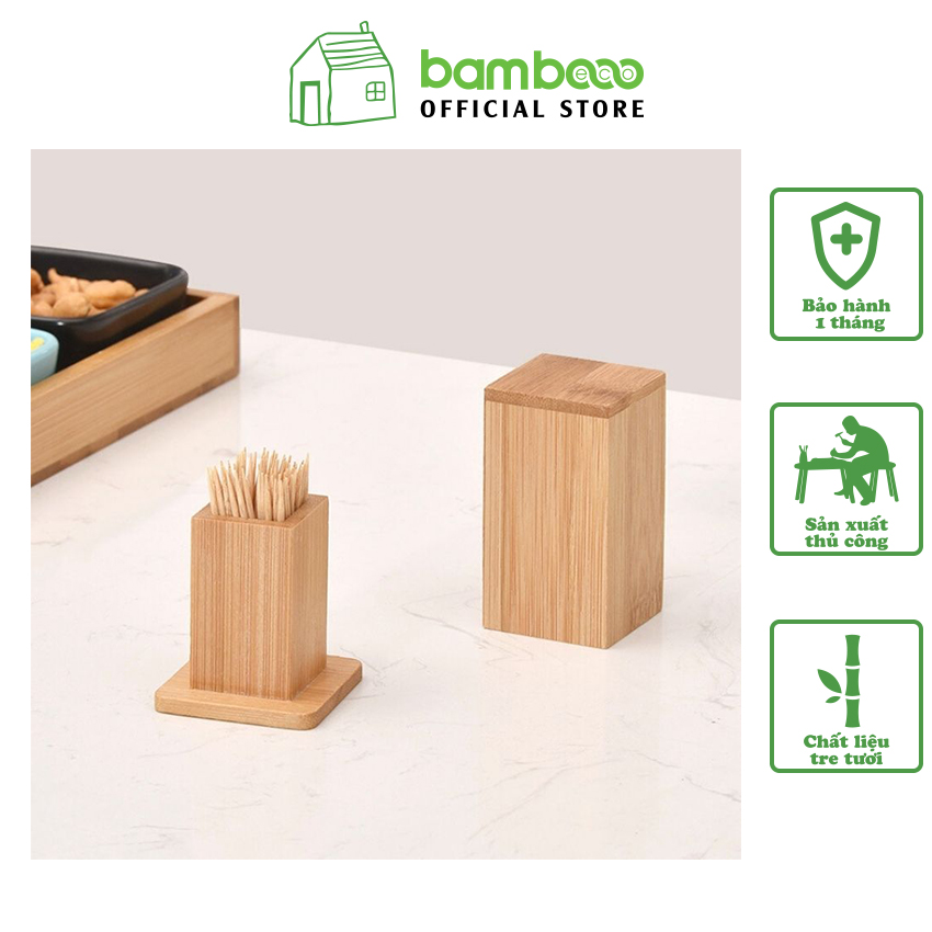 Hộp đựng tăm bằng tre bambooo eco lọ đựng tăm hũ đựng tăm tre thân thiên môi trường