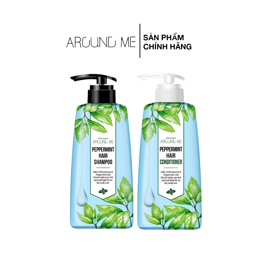 [HCM]Combo Dầu Gội Và Dầu Xả Sạch Gàu Cho Tóc Dầu Around Me Peppermint Hair Shampoo Hương Bạc Hà 500ML