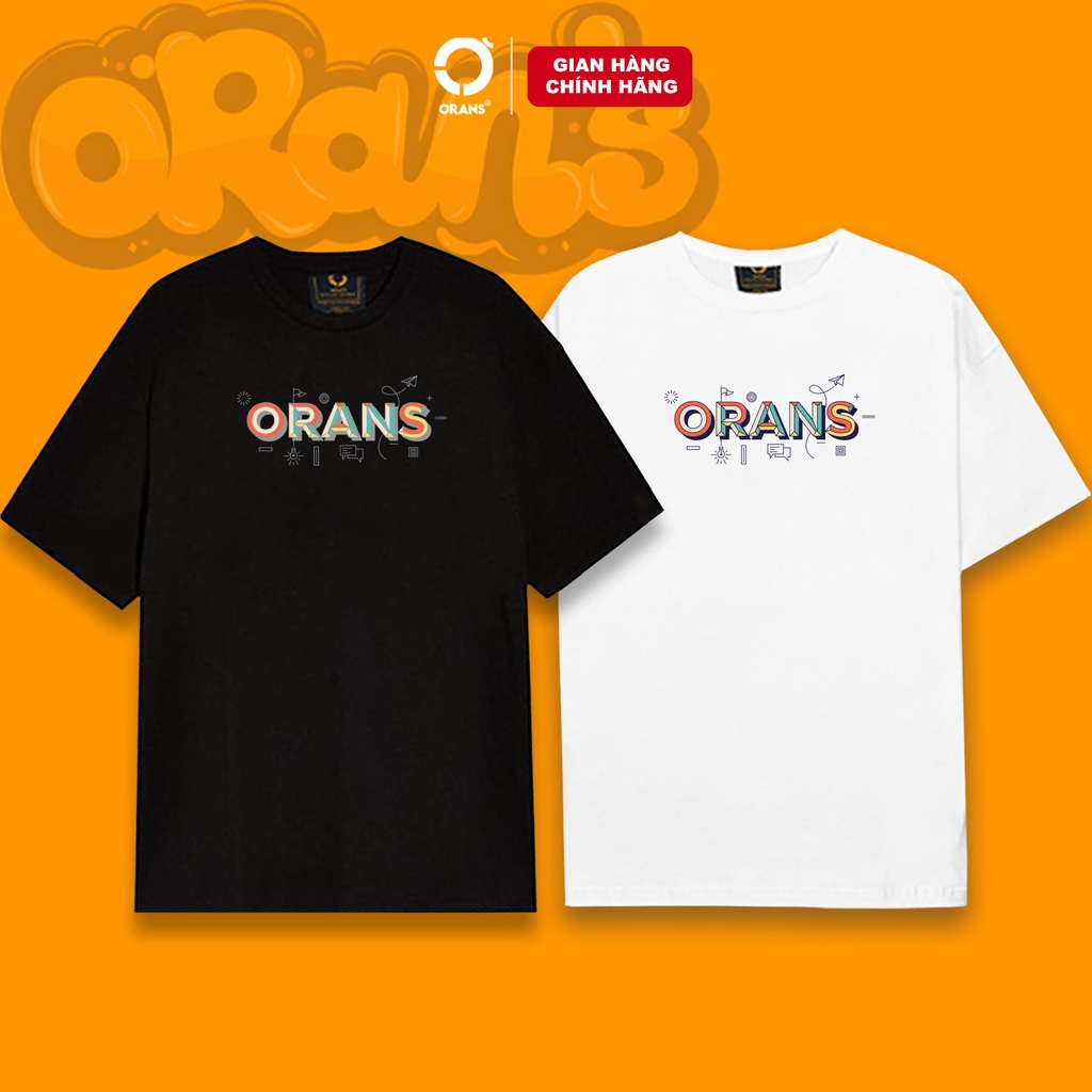 Áo thun basic Orans tay lỡ Oversize chất Cotton 4C, FULLBOX - Orans LOGO06
