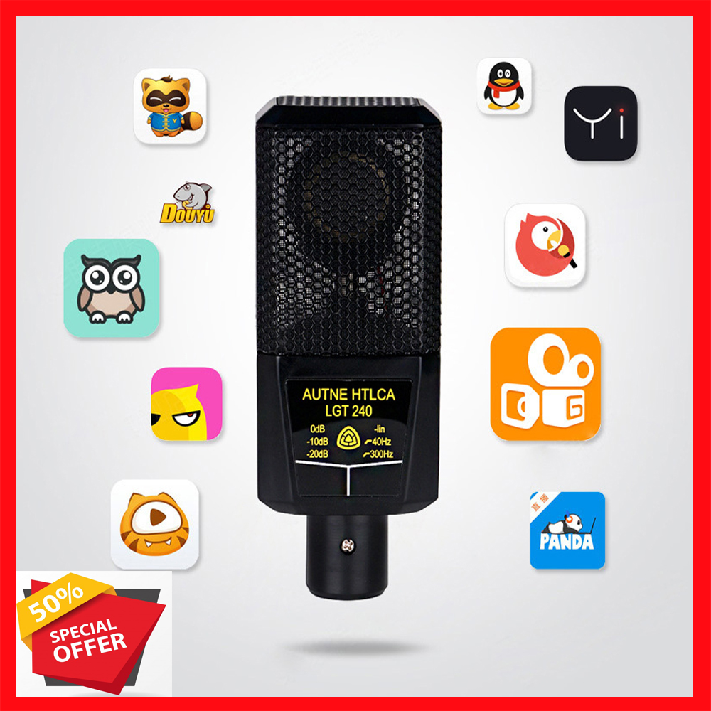 Micro condenser, mic thu âm LGT-240, mic phòng thu, Micro thu âm livestream karaoke LGT 240. mic chuyên thu âm hát karaoke livetream , micro karaoke hát hay, chuyên nghiệp, Chỉ 310 Gram, Độ Nhạy Cực Cao, Màng Thu Lớn, Loại Bỏ Tạp Âm, BH 12T
