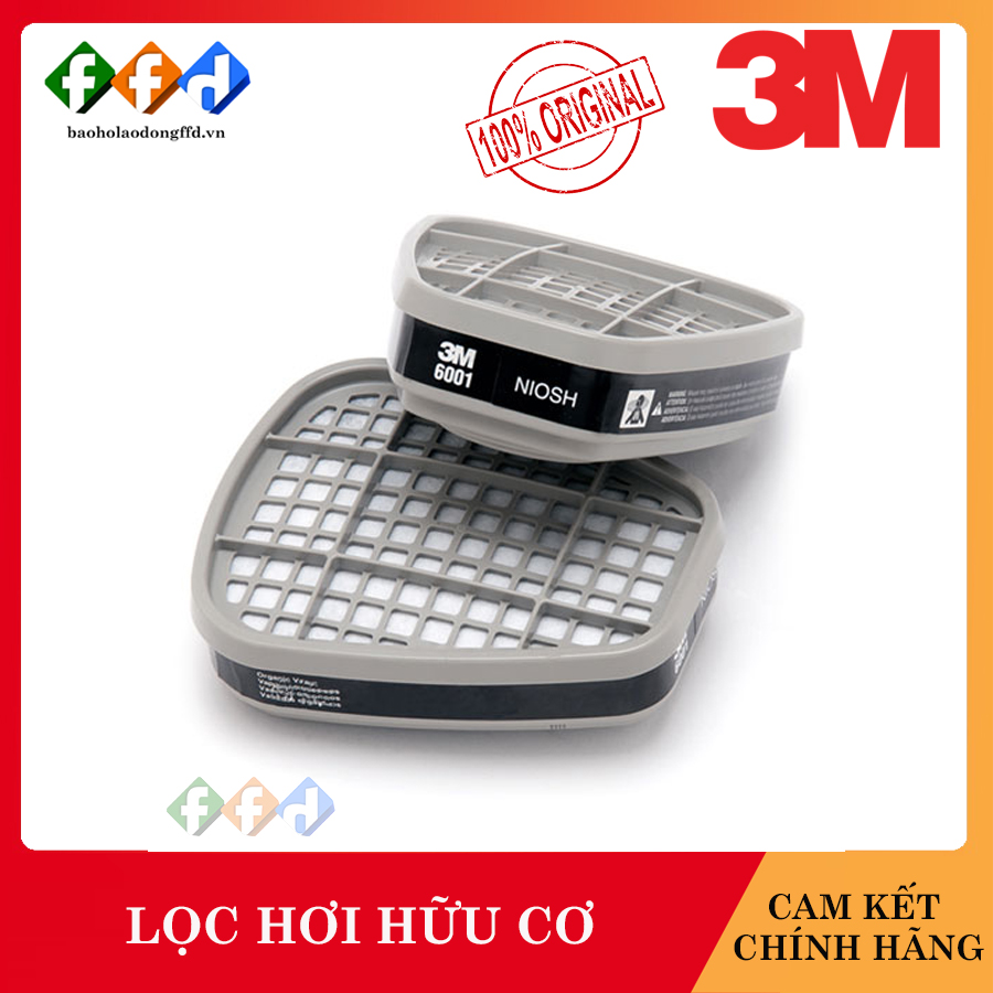 Phin lọc 3m 6001 lọc hơi hữu cơ từ hóa chất, hơi sơn - dùng cho mặt nạ phòng độc 3m 6200
