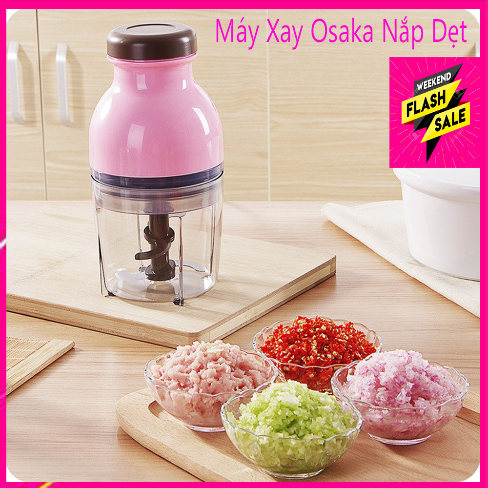 Máy Say sinh tố đa năng , Máy Xay Osaka Nắp Dẹt. Lưỡi Dao Bằng Thép Không Gỉ, Công Suất 350W, Thiết kế Đơn Giản,  2 Tầng Lưỡi, Máy Xay Thịt, Xay Đá, Xay Rau Củ Cao Cấp.