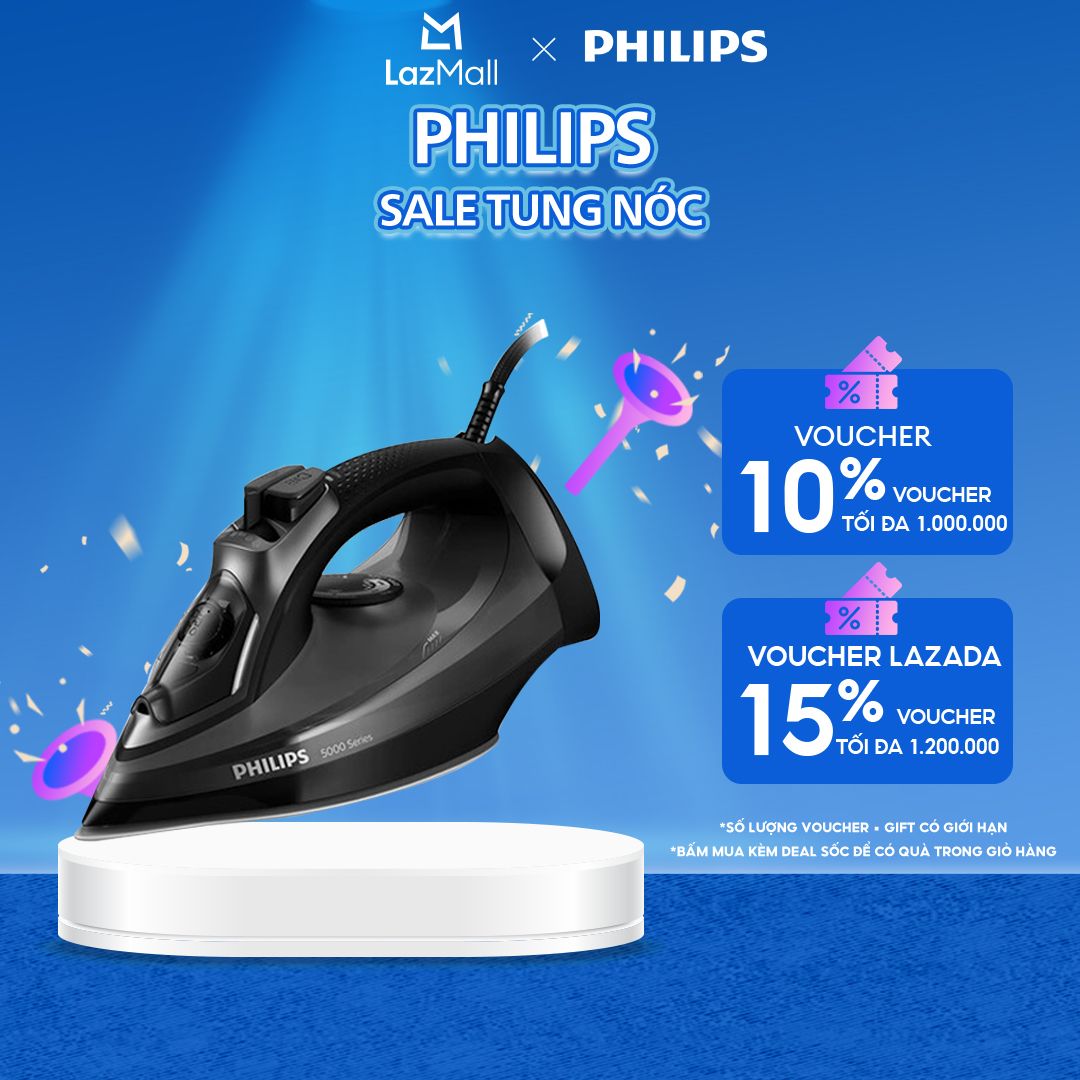 Bàn Ủi Hơi Nước Philips DST5040/80 - Công Suất 2600W - Hơi Phun 45G/Phút - Tăng Cường 200G/Phút - Mặt Đế SteamGlide Plus Chống Xước - Hàng Phân Phối Chính Hãng