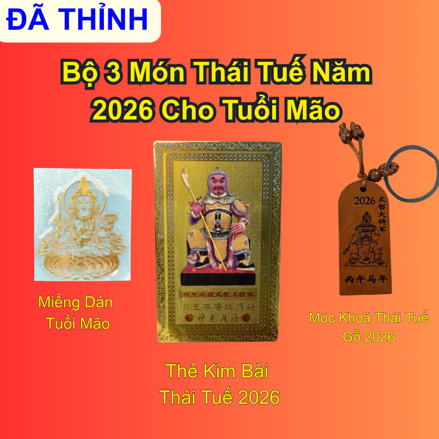 < Đã Khai Quang > Bộ 3 Món Thái Tu.ế Năm 2026 Cho Tuổi Mão - 12 Con Giáp - Thái Tu.ế 2026 - SP008240- Có Giấy Hướng Dẫn