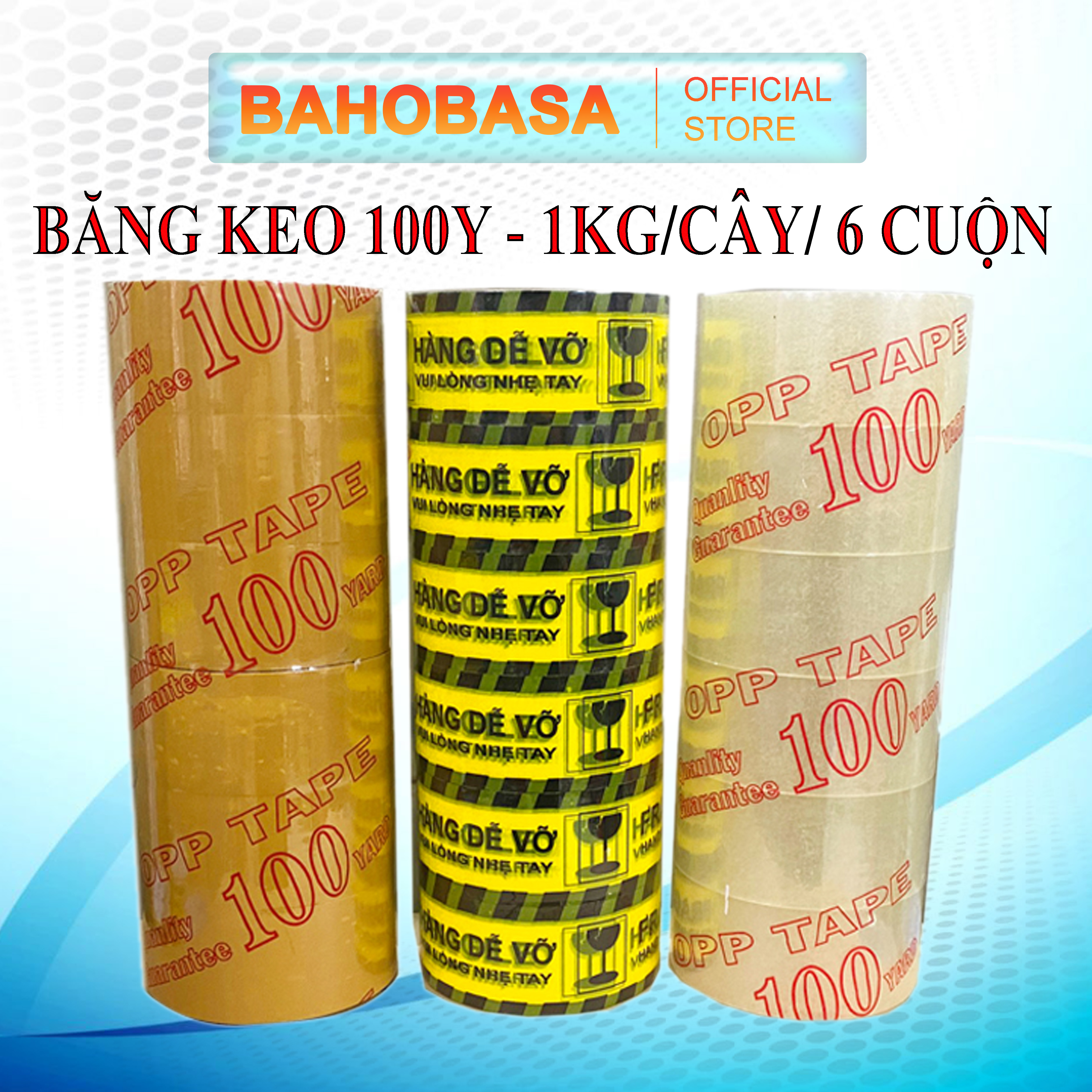 Băng keo đóng hàng siêu dính 1 cây 6 cuộn 1KG/cây chất lượng cao đóng gói hàng hóa cực chắc chắn