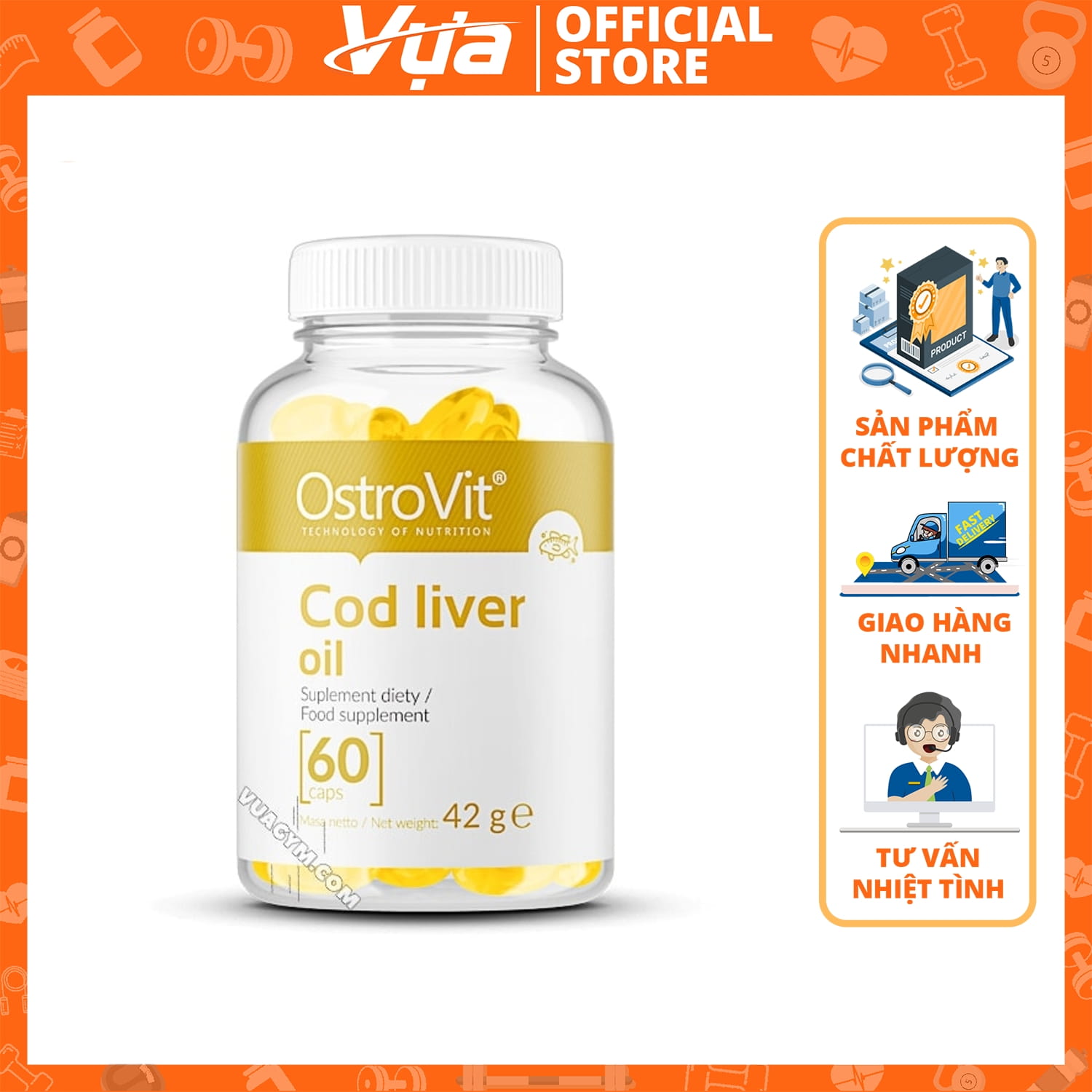 OstroVit - Cod liver oil 60 viên - Thực Phẩm Bổ Sung Sức Khỏe Chính Hãng