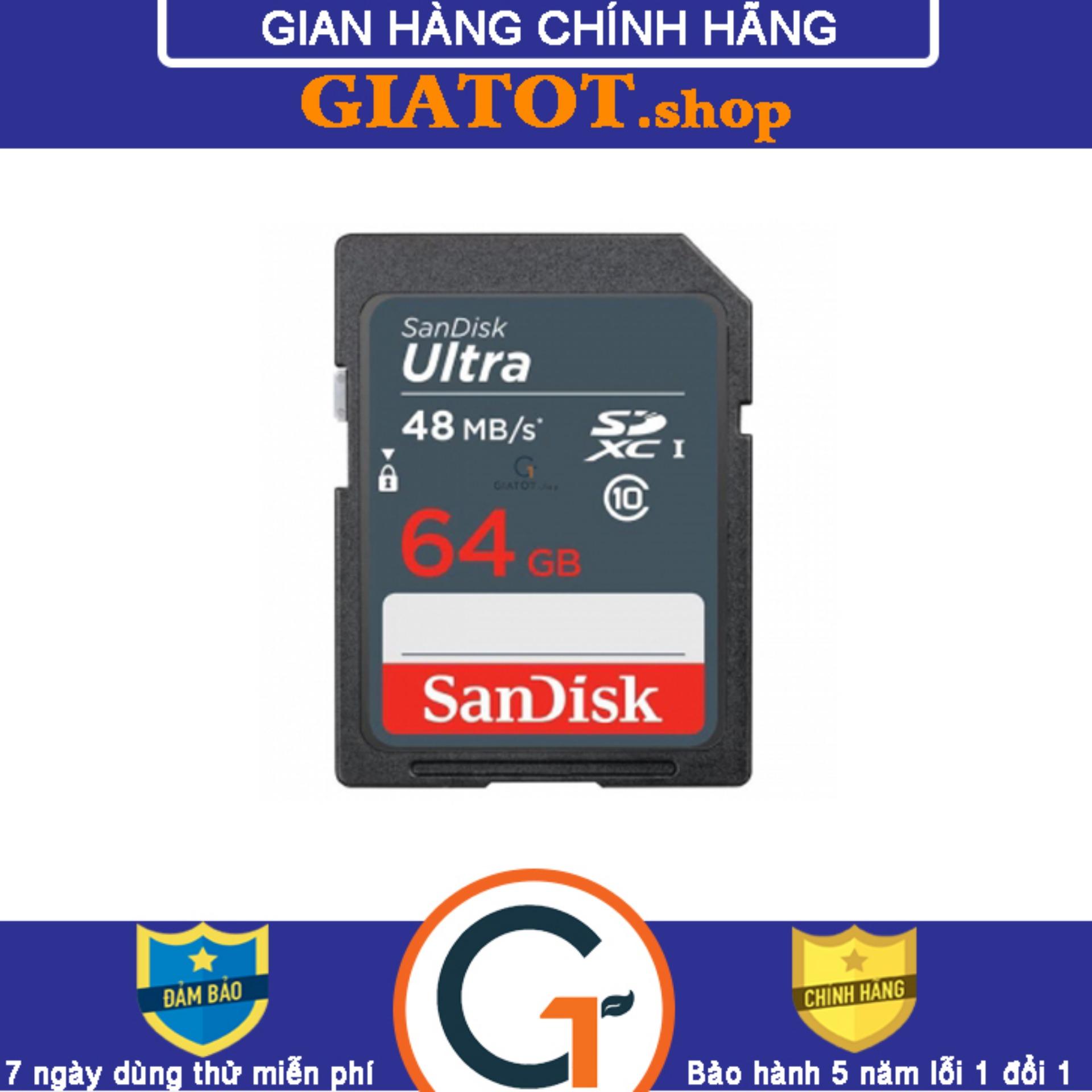 Thẻ nhớ sd sandisk ultra class 10 64gb - 48mb/s dùng cho máy ảnh máy quay phim