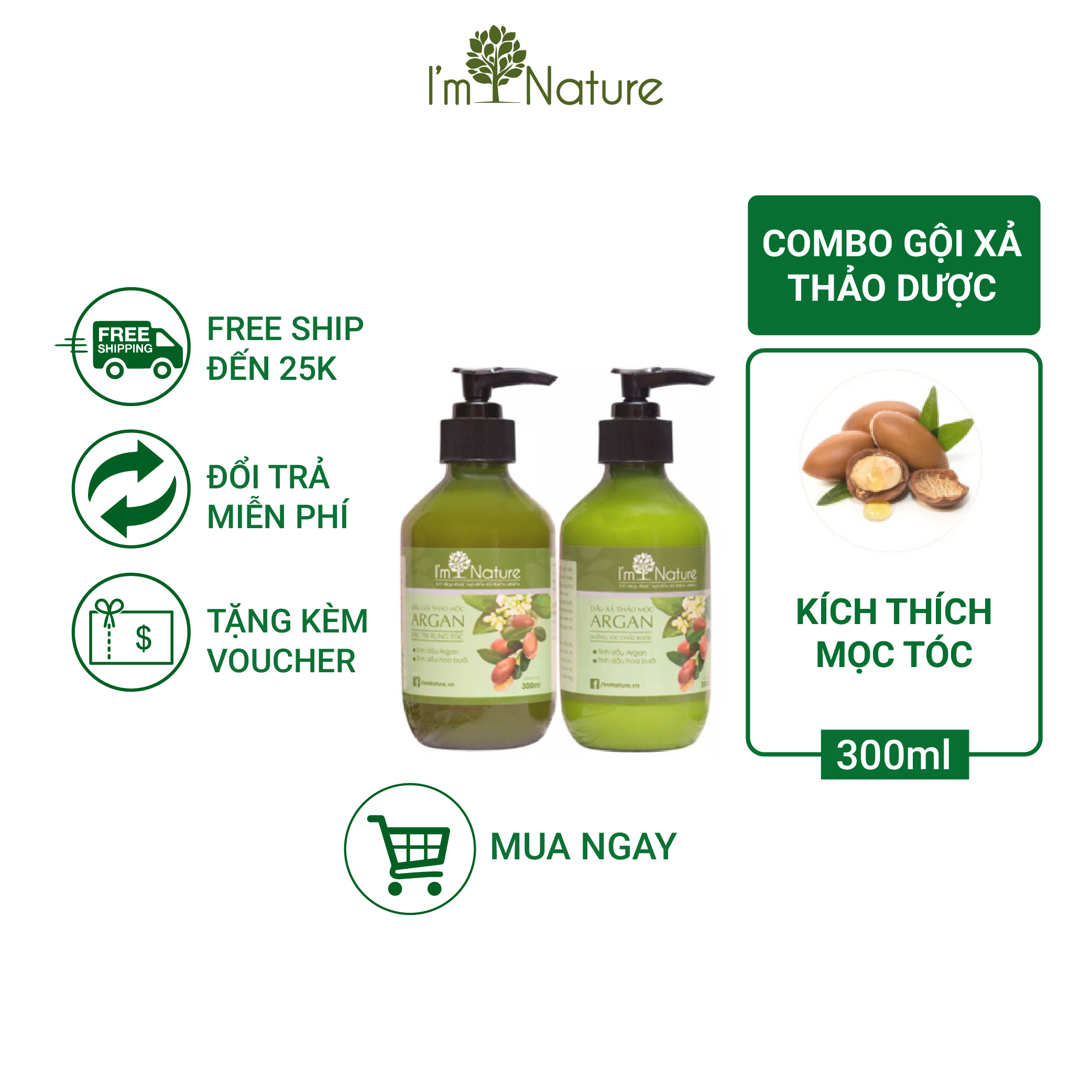 Bộ Gội Xả Bưởi Argan Giảm Rụng Tóc Giúp Tóc Mềm Mượt