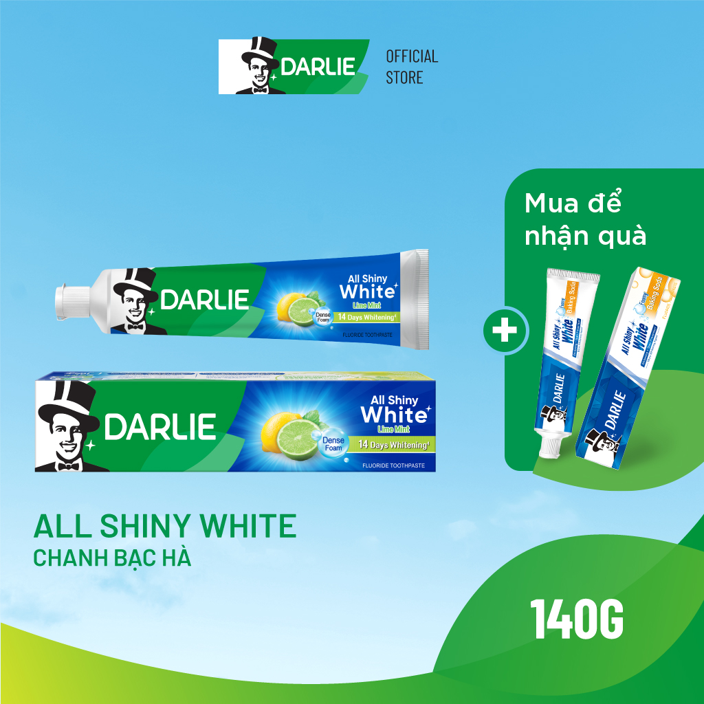 Kem đánh răng darlie all shiny white trắng sáng chanh bạc hà lime mint 140g