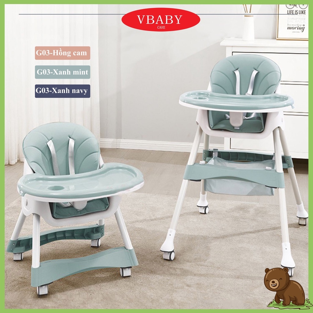 Ghế ăn dặm gập gọn Cao cấp Full Phụ kiện V-Baby G03 V-Baby G805 và V-Baby G01