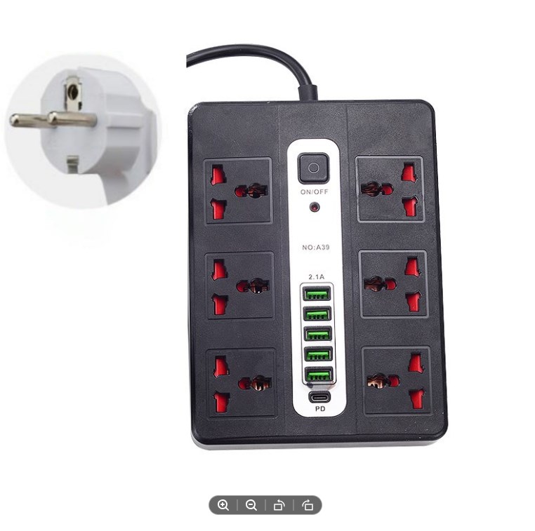 3 lỗ 3USB Ổ cắm điện đa năng rút gọn an toàn chống giật dây dài 2.8m