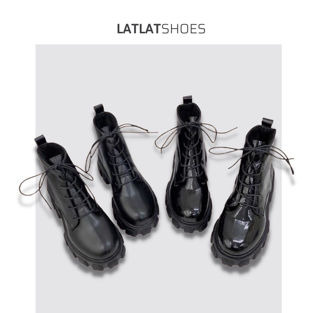 Giày bốt nữ, giày boot đế đinh cao 5 cm thời trang nữ, bốt buộc dây màu đen cá tính, giày bốt Ulazzang nữ tính, top xu hướng - Hàng chuẩn - Lạt Lạt Clothing - latlatclothing