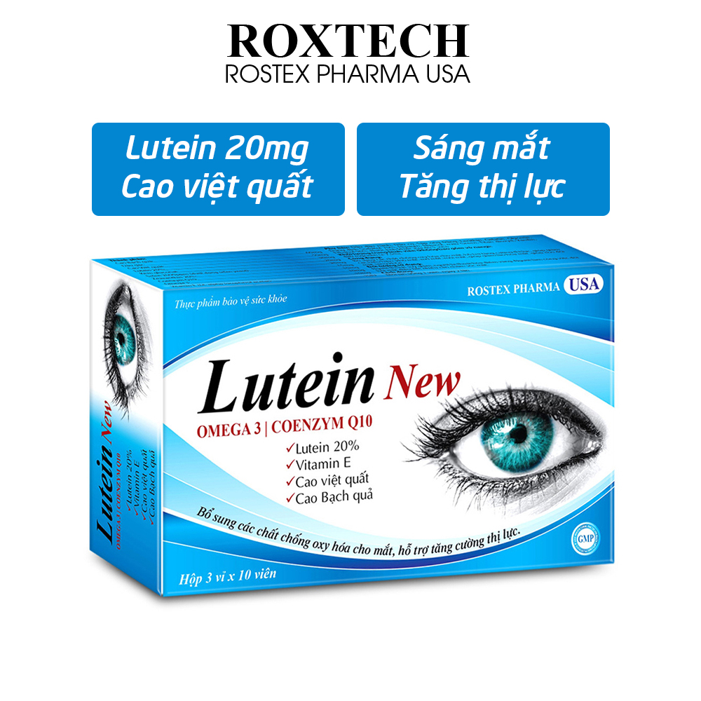 Viên uống sáng mắt Lutein New 20mg, Omega 3, Cao việt quất, Dầu gấc giúp giảm khô mắt, mỏi mắt, mờ mắt - Hộp 30 viên