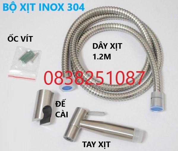 Vòi xịt vệ sinh Inox SUS304 dây dài 1,2m