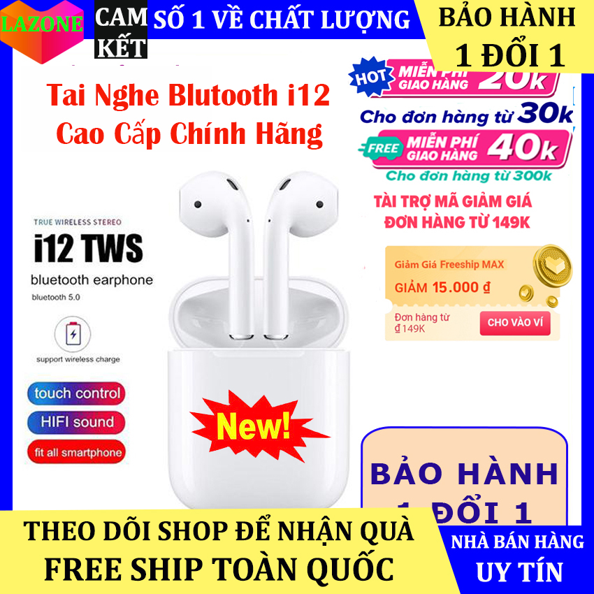 Tai nghe bluetooth khong day, tai nghe không dây ,Tai nghe bluetooth 5.0 i12/ inPods 13 - Bảo hành 12 tháng 1 đổi 1 hàng xịn