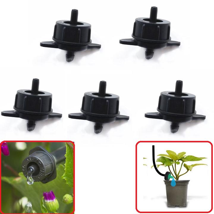 Set 5 đầu tưới nhỏ giọt có bù áp màu đen lưu lượng 2L/h