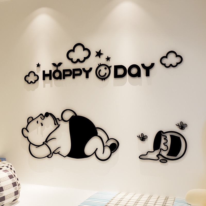 Mica dán tường 3D - Pooh ngủ